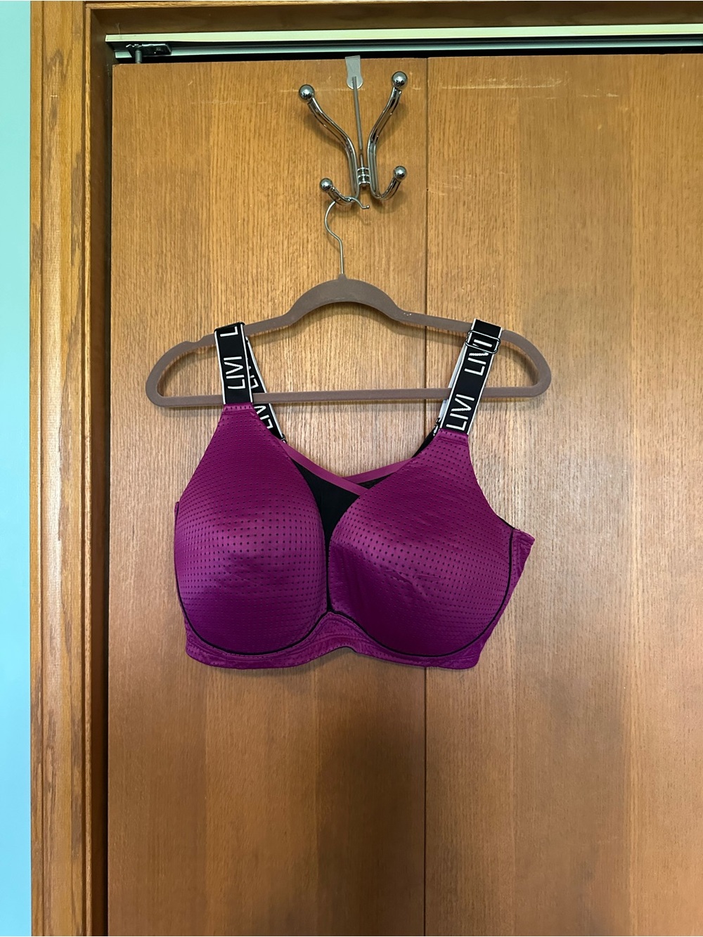 Livi Active Plum Purple High-Support Sports Bra with Branded Straps